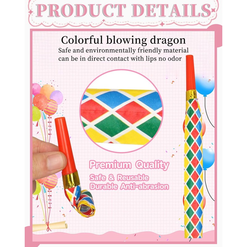 QLEUIFT Party Horns, Pack of 30, Funny Whistles, Blower, Noise
