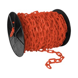 Mr. Chain Plastic Barrier Chain Reel, Traffic Orange, 2-Inch Link Diameter, 125-Foot Length (50113)