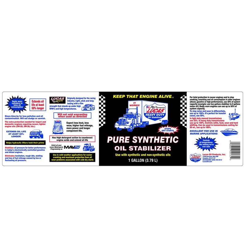 Lucas Oil 10131 Pure Synthetic Oil Stabilizer - 1 Gallon