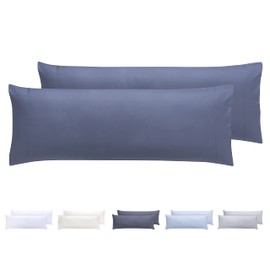Todocama 2 Pillow Cases Extra Soft Microfiber Hypoallergenic Set of 2 Pillow Cases 105x40 cm Grey Blue