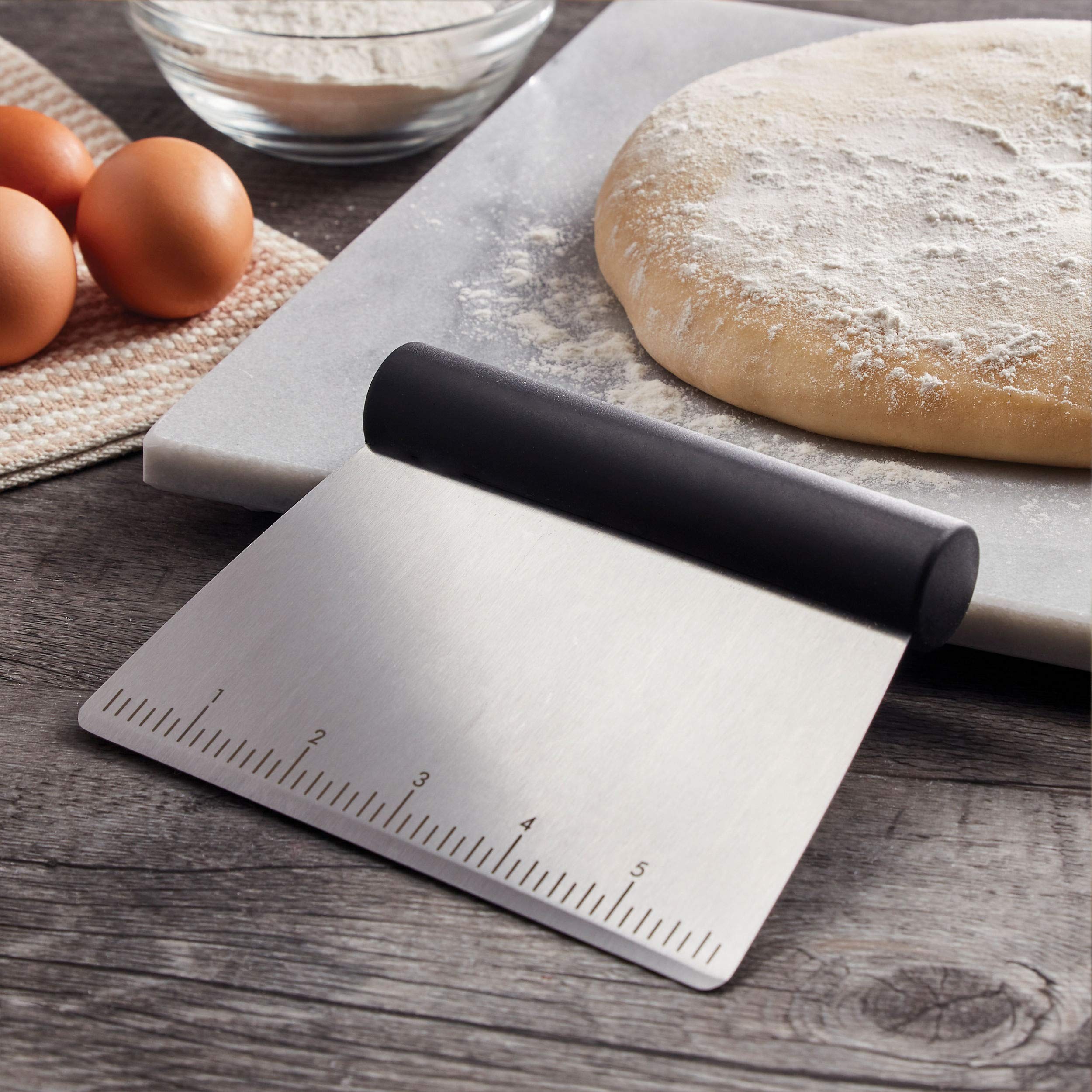 KitchenAid All Purpose Stainless Steel Dough Pastry Scraper/Chopper/Cutter with Measurement Scale - Thumbnail 4
