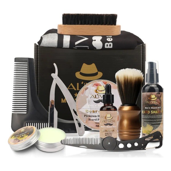 Kit Cuidado De Barba Para Hombres Bigote 12 Piezas