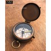Grow Old Along with Me Engraved Brass Compass with Chain