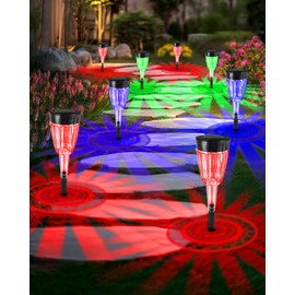 FREECUBE 8 Pack Solar Pathway Lights Outdoor,Multicolor Pathway Lights Auto On/Off, 4 Modes, IP65 Waterproof LED Solar Powered Garden Light for Yard Patio Garden Walkway Holiday