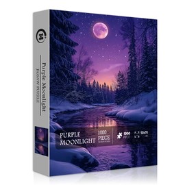 Fantasy Landscape Puzzle for Adults 1000 Pieces, Purple Moonlight Scenery Puzzles, Impossible Nature Scenic Jigsaw Puzzles for Adults Challenge