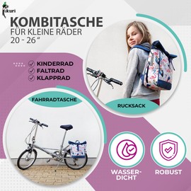 Ikuri Pajaros Small Combination Bicycle Bag / Backpack 20-26 Inch for Children Folding Bikes Made of Tarpaulin