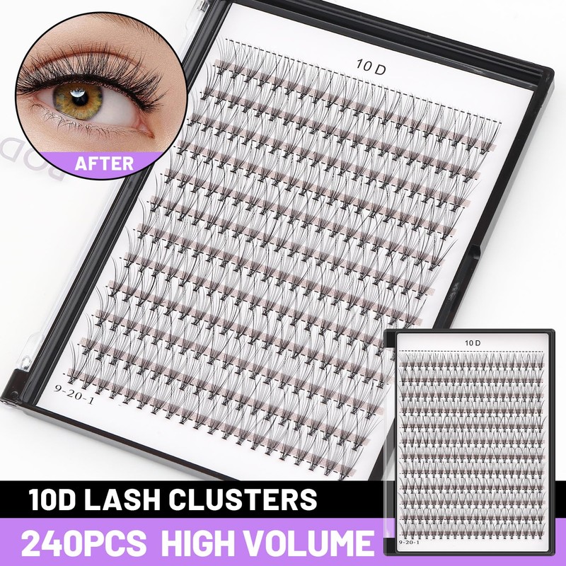 Bodermincer 240pcs 10D D Curl Lashes Clusters Professional Makeup Individual