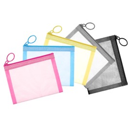 FdcLixuvol 5 Pieces Mini Mesh Zipper Pouch Bags, Mesh Travel Organizer Bags Portable Makeup Cosmetic Bag Small See Through Clear Coin Zipper Pouches for Purse Lipstick Earphone Home Travel Organizing