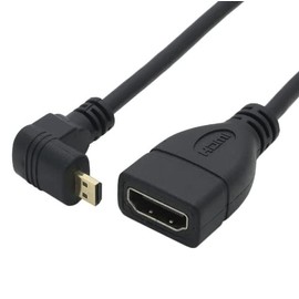 KKM-Loveshow High Speed HDMI (Female) to Micro HDMI (Male) 90°L Type Micro HDMI Converter Cable, Type D to Type A, Gold-plated Connector (Bottom L)