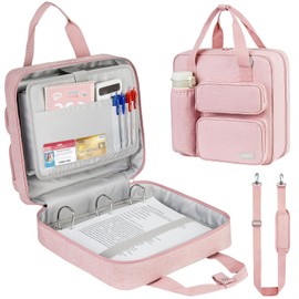 Zipper Binder 3 Ring, 700 Sheets Capacity, Binder 3 Inch with Shoulder Strap Fits 13 Inch Laptop for School and Office,Pink