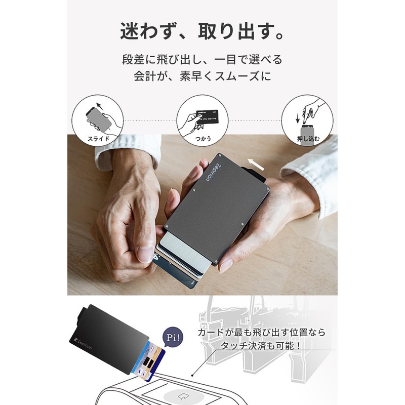 Zepirion Card Case Credit Card Skimming Prevention RFID Blocking Men's