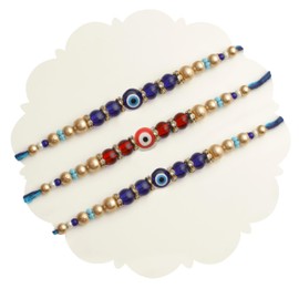 TIED RIBBONS Bhai Dooj Rakhi for Brother (Set of 3) | Bhai Dooj Roli Rakhi Set for Brother | Rakhi Card | Tikka Bhai Dooj - Rakhi Bracelet for Brother | Evil Eye Rakhi | Rakhi Gifts for Brother