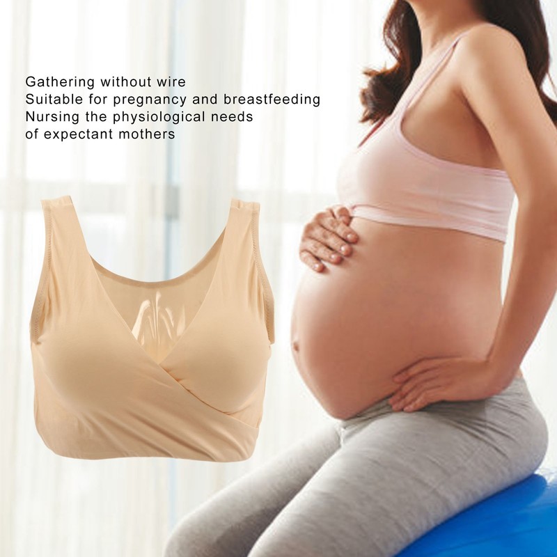 Nursing Bra Fleshcolor Wireless Cross Convenient Breastfeeding Sleep Maternity Underwear