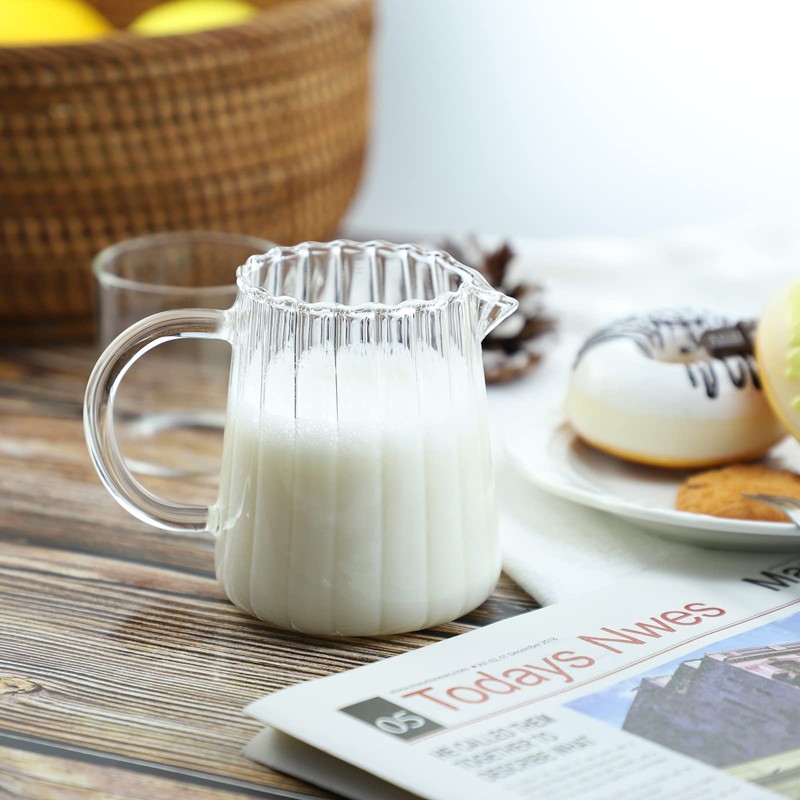 CHOOLD Elegant Wave Shaped Crystal Glass Creamer Coffee Pitcher/Serving Jug