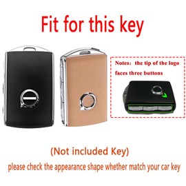 SANRILY Metal Leather Key Fob Cover Compatible with Volv S60 S90 V60 V90 XC90 XC60 XC40 Polestar 1 Polestar 2 Accessories Keyless Key Fob Case with Keychain Brown -A