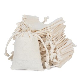 gobyhumm 50 Pieces Muslin Bags Cotton Drawstring Bags Sachet Bag for Home Supplies （2.8 * 3.5"）