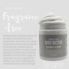Sinarie Whipped Body Butter with Argan Oil, Shea & Cocoa Butter - Deep Moisture, 7 oz. (7 oz., Unscented)