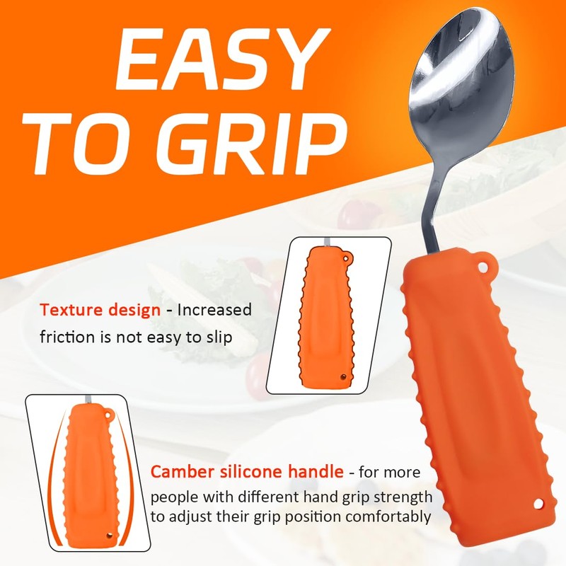 Ehucon Adaptive Weighted Silverware Utensils Angled Spoon for Hand Tremors