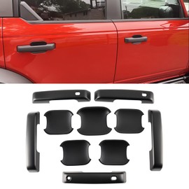GearUp 10Pcs Door Handle Cover Trim for Ford Bronco 2021 2022 2023 2024 Door Handle Bowl Cover Matte Black Tailgate Handle Cover ABS Door Bowl Scratch Protector(Not for Bronco Sport)