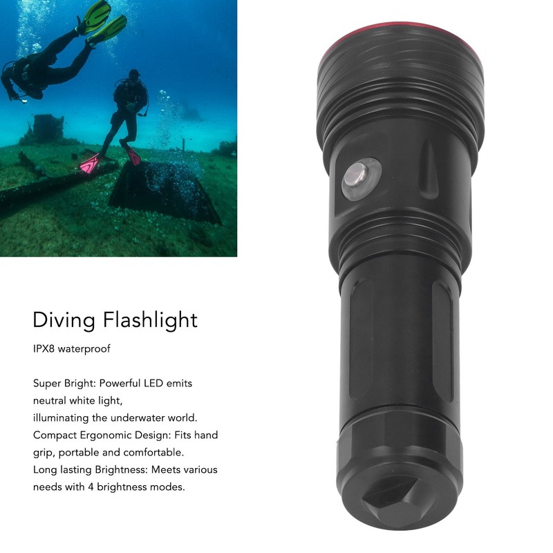 Diving Flashlight Underwater Flashlight 3800lm Super Bright IPX8 Waterproof 4