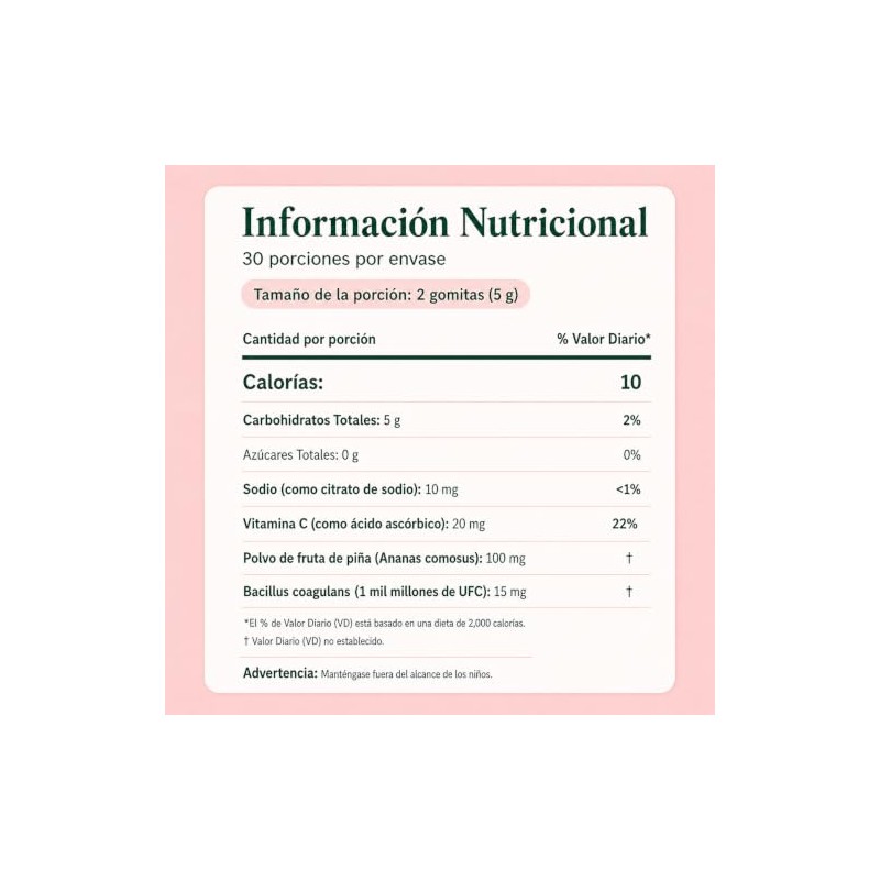 Probioticos Mujer Gomitas Bacillus Coagulans Vitamina Piña Polvo Porciones Formato