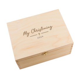 Dust and Things Wooden Christening Keepsake Box/Christening Gifts For Baby Girls or Boys/Wooden Unisex Baby Keepsake Box