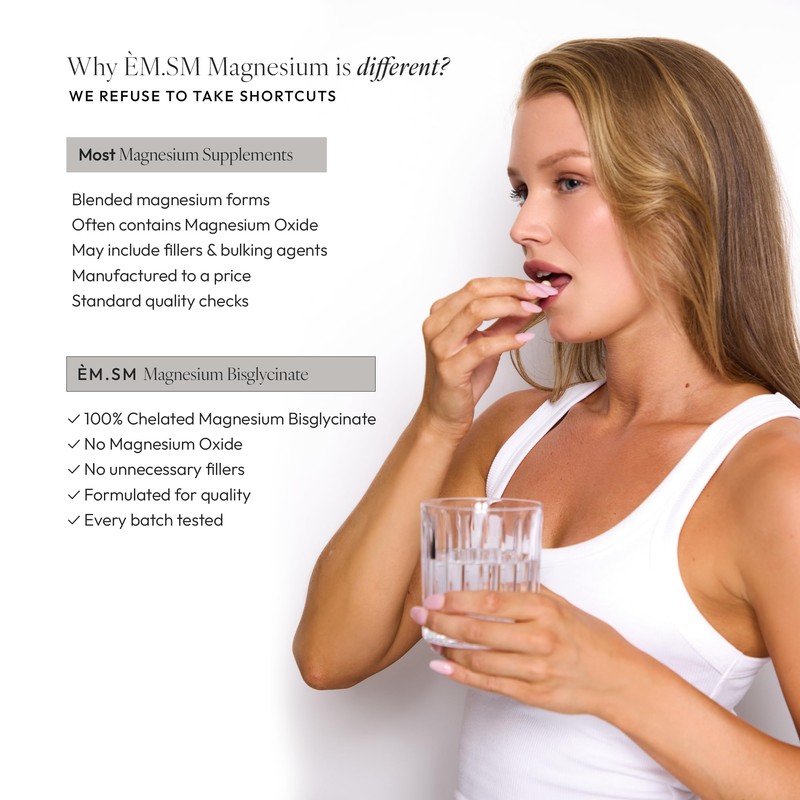 ÈM.SM London Magnesium Bisglycinate 360mg with Vitamin B6, 120 Capsules