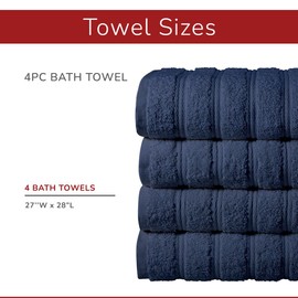 Briarwood Home® Medley Bath Towels 4-Pack – 30”x54”, 100% Cotton, 600 GSM – Plush, Ultra-Absorbent & Quick-Dry with Dobby Border – Fade-Resistant – Ideal for Spa, Hotel & Everyday Use - White