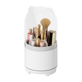 GNCLOUD Makeup Brush Holder With Lid, Makeup Organiser, Makeup Organiser Storage, 360 Degree Rotatable Cosmetic Brush Holder