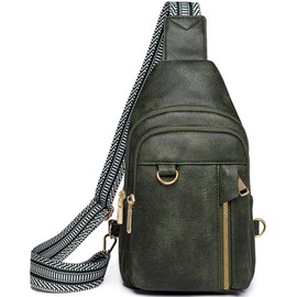 Farcauo Chest Bag for Women Men Crossbody Bag for Women Men Shoulder Bag Chest Bag Sling Bag with Long Straps, # B green chest pocket for men and women
