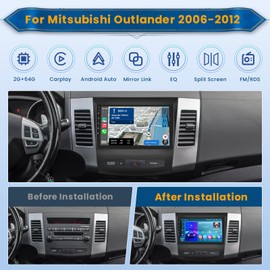 Inefala 2+64G Radio for Mitsubishi Outlander 2006-2012 Android 13 CarPlay Car Stereo 9'' Touch Screen Compatible with Android Auto, AHD Backup Camera, Bluetooth, GPS, WiFi, FM RDS