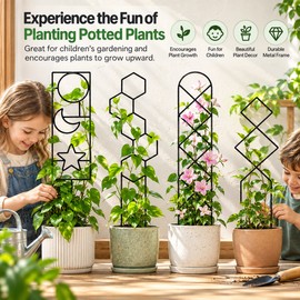 Metal Plant Trellis for Climbing Plants – Decorative Garden Stake Support with 14 Style Options for Potted Flowers & Vines