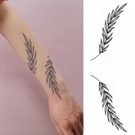 WEEKINK Olive Branch Temporary Tattoo Set – Realistic & Elegant Leaf Semi-Permanent Tattoos for Arm Sleeve, Collarbone & Body, Set of 2 Sheets
