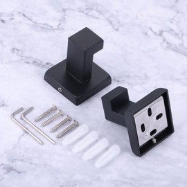 Bowarepro Towel Hooks Clothes Hooks Towel Hooks Stainless Steel Robe Coat Wall Hooks for Bathroom Kitchen Storage with Screws Set of 2 Black