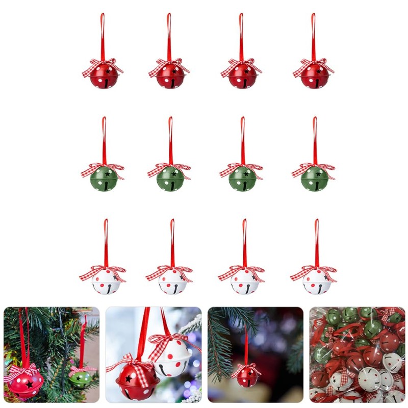 JOINPAYA 12Pcs Christmas Jingle Bells: Cutouts Metal Decorative Bow Bells