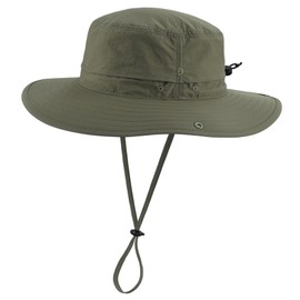 Decentron Men's Outdoor Fishing Sun Hat Summer Safari Hat Breathable Cowboy Hat Light Army Green