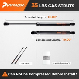 PAMAGOO C1614195 16 Inch 35 Lbs Gas Struts, 16" Spring Shocks for A.R.E Leer Topper, Rear Window, Camper Shell, Truck Cap Snugtop Replacement Lift Support, Qty 2