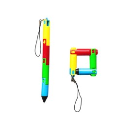 Multicolour Block Fidget Ballpoint Pens with Lanyard, 15 cm, 2-Pack friend gift. Sensory. Exam kit. Stress relief. Student gift. School office supplies