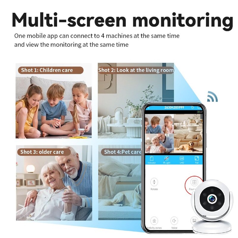 2K Indoor Security Camera, 2.4GHz Wi Fi Camera, 360° Baby