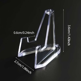Gammaeon Small Acrylic Card Stand, Pack of 10 Coin Stands, Mini Transparent Stand, Plastic Coin Holder, Durable Easels for Coins, Pocket Watches, Medals