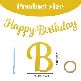 Ymapinc Gold Happy Birthday Banner No DIY Glitter Cursive Birthday Sign for Backdrop Gold Happy Birthday Sign for Women Men Birthday Party Decorations Supplies