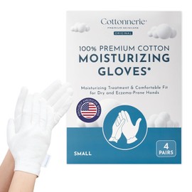 COTTONNERIE 4 Pares de Guantes de Algodón Original para Manos Secas al Dormir Hidratantes Nocturnos para para durante L