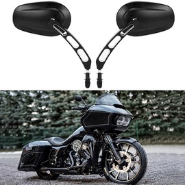 DREAMIZER Black Sportster Mirrors Compatible with Harley Road King Street Electra Glide Dyna Softail Road Glide Motorcycle Rearview 1982-2019 2020 2021 2022, Black-Hollow out shape