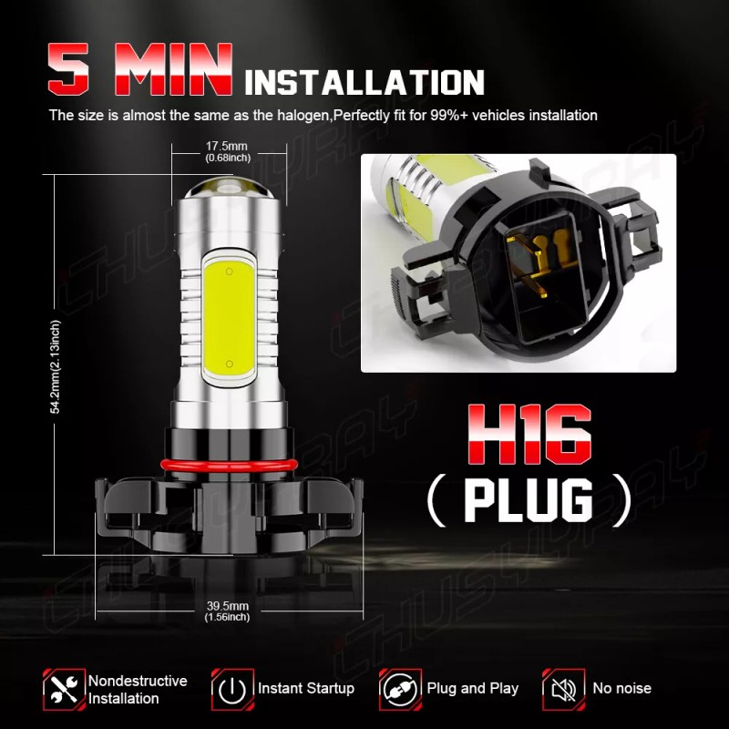 CHUSYYRAY White 15-SMD High Power LED Daytime Running Light Bulbs