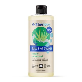 Motherlove Baby & All Soap (32 oz) Gentle Foaming All-Purpose Castile Soap Made with Organic Ingredients – Simply Unscented