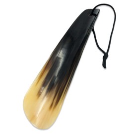 Lucky Franc's Real Horn Shoe Horn. Dress Shoe Horn for Men. Hand Crafted Luxury Horn Shoehorn for Home/Travel Use. Genuine Bull Ox Horns. A Fancy Natural Shoehorn Gift Idea. 7.25"x2" in Gift Box.