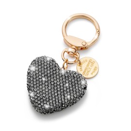 CHUQING Heart Key Ring Car Key Ring With Sparkly Rhinestones Rhinestone Keyring For Women, Grey heart