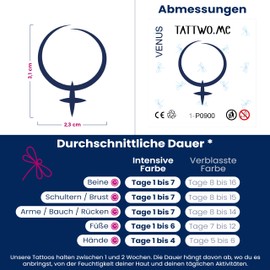 Tattwo.me Temporary Tattoos for Adults and Children 2 Weeks Waterproof - Planet Venus - Vegetable Ink - EU Cosmetic Certificate - (P0900)