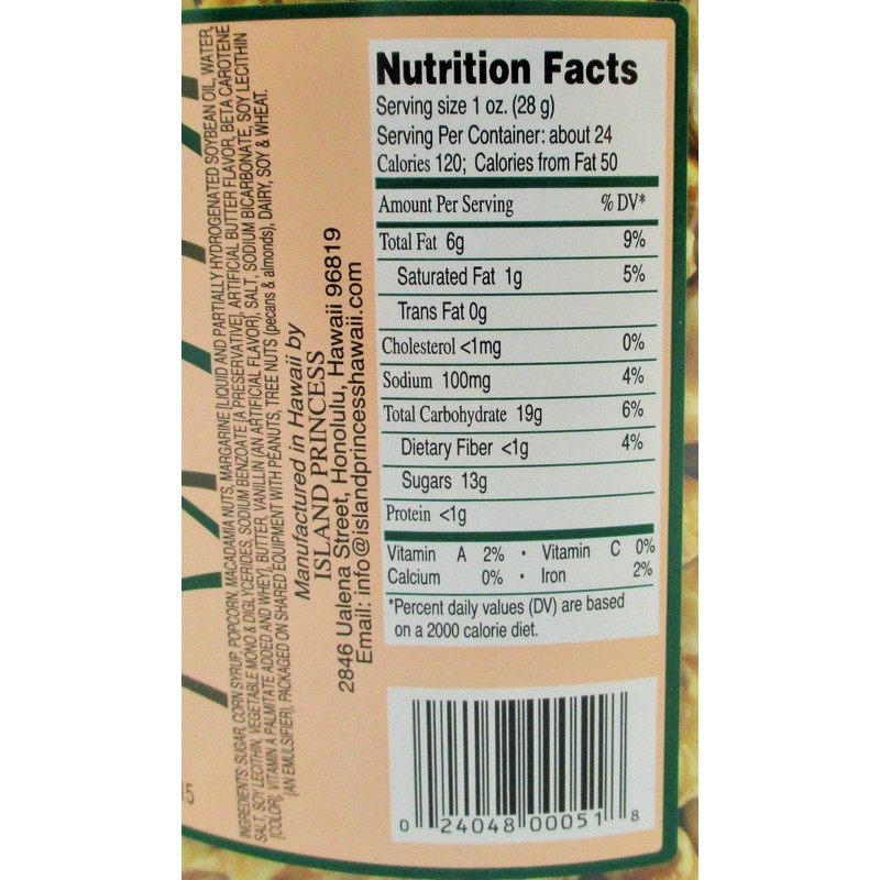 Macadamia Popcorn Crunch, Large Jar, Hawaii's Finest (24 Oz. 680g)