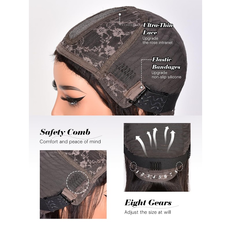 MURAME Bob Wig Human Hair 210% Density Bob Wig with